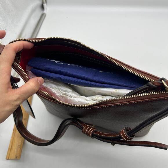 Dooney & Bourke Saffiano Leather Hobo Handbags Amber Brown - Picture 14 of 16